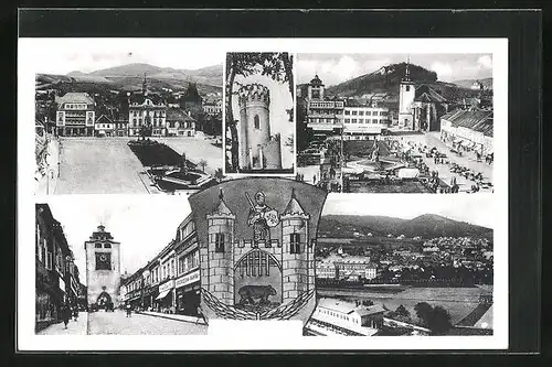 AK Beraun / Beroun, Hauptplatz, Stadtwappen, Turm