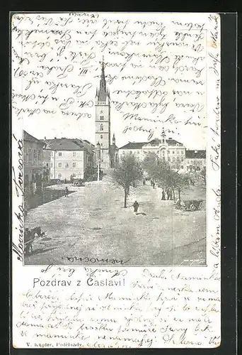 AK Tschaslau / Caslav, Námesti, Kostel sv. Petra a Pavla