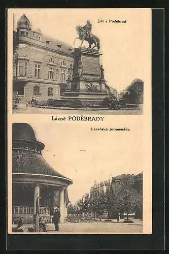 AK Bad Podiebrad / Podebrady, Jiri z Podebrad, Lázenská promenáda