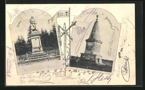 AK Tschaslau / Caslav, Kriegerdenkmal, Pribislav, Fahrradfahrer am Denkmal
