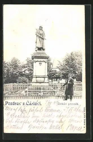 AK Tschaslau / Caslav, Zizkuv pomnik, Kriegerdenkmal