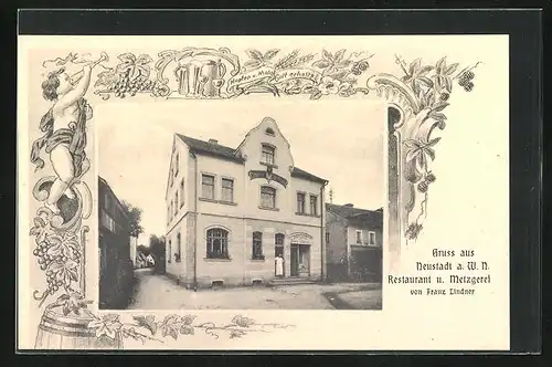 AK Neustadt a. W. N., Restaurant & Metzgerei von Franz Lindner