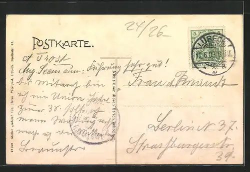AK Lübeck, 18. Allgemeine Plattdütsche Verbandstag 1905, Fahnen gegen Ort