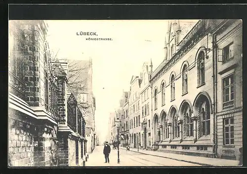 AK Lübeck, Blick entlang der Königstrasse
