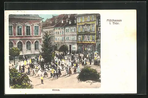 AK Mühlhausen /Thür., Reigentanz während Kirmes