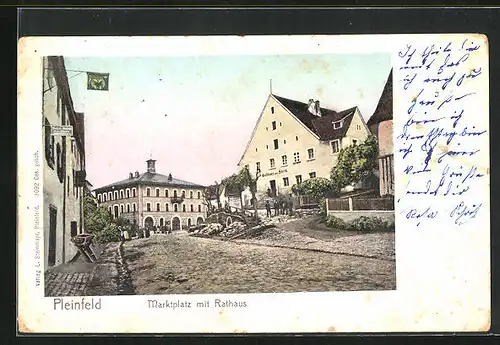 AK Pleinfeld, Gasthaus zum Stern am Marktplatz mit Rathaus