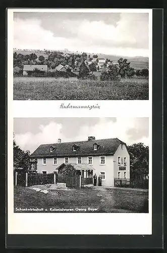 AK Hadermannsgrün, Gasthaus und Kolonialwarenhandlung Georg Bayer, Ortsansicht