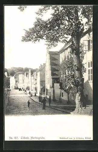 AK Lübeck, Strassenblick in die Hartengrube