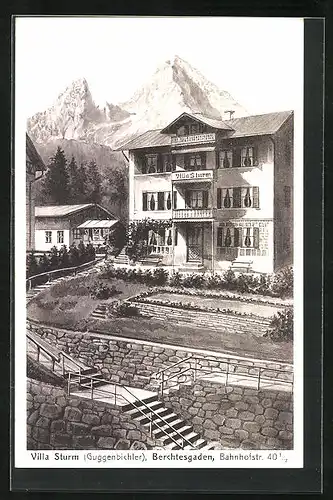 AK Berchtesgaden, Hotel Villa Sturm, Bahnhofstrasse 10 1 /2