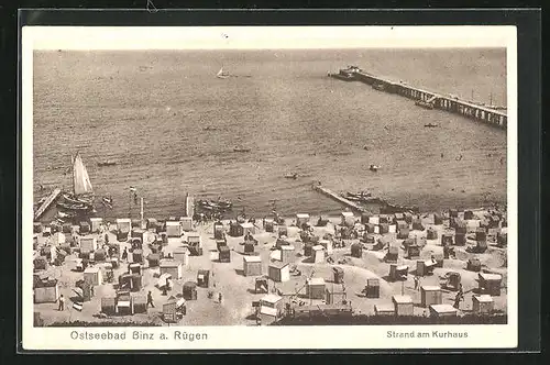 AK Binz a. Rügen, Strand am Kurhaus