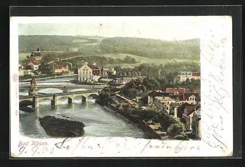 AK Bad Kösen, Flusspartie mit Brücke