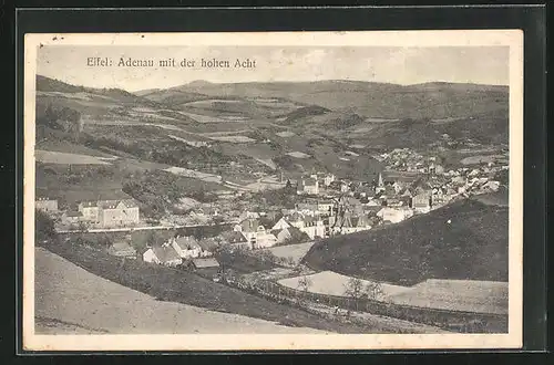 AK Adenau, Panorama der Stadt mit der hohen Acht