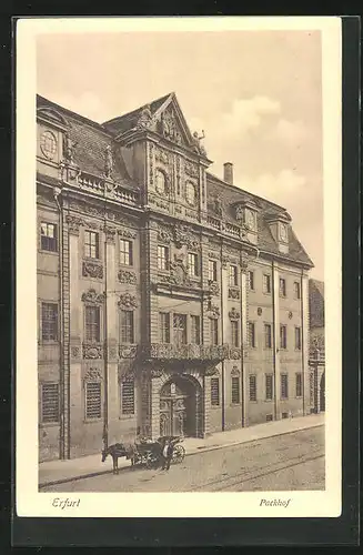 AK Erfurt, Packhof mit Pferdewagen