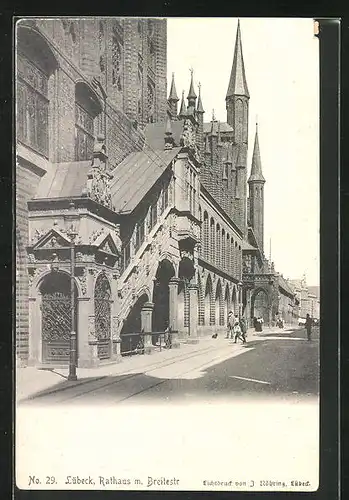 AK Lübeck, Rathaus mit Breitestrasse