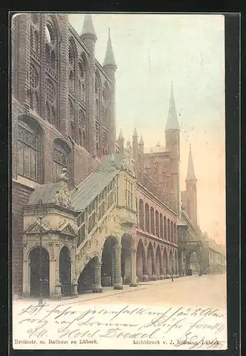 AK Lübeck, Breitestrasse mit Rathaus