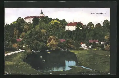 AK Grafenstein, Ortspartie mit Teich