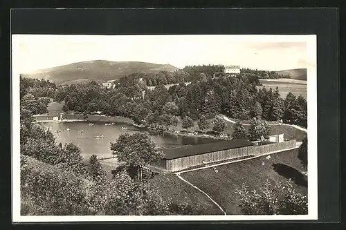 AK Bad Liebwerda / Lazne Libverda, Strandbad mit Bootsverleih