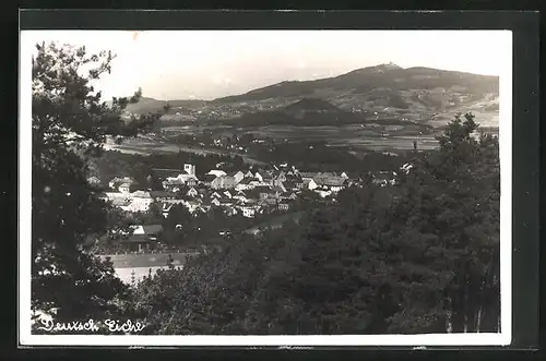 AK Deutsch Eiche, Blick auf die Stadt vom Wald