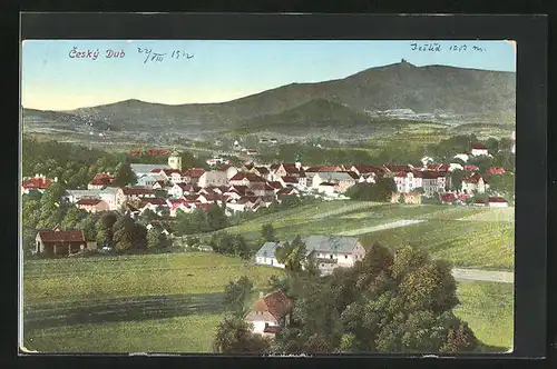AK Ceský Dub, Totalansicht mit Bergen