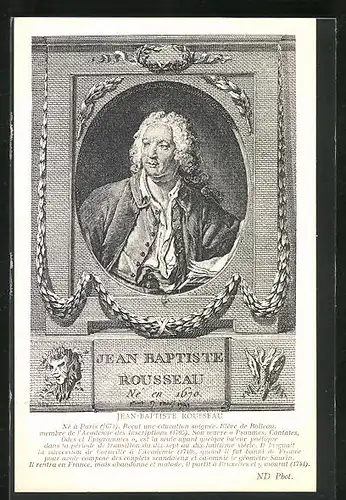 AK Denkmal von Jean Baptiste Rousseau