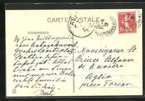 AK Tarbes, mit Autograph von Maria del Pilar