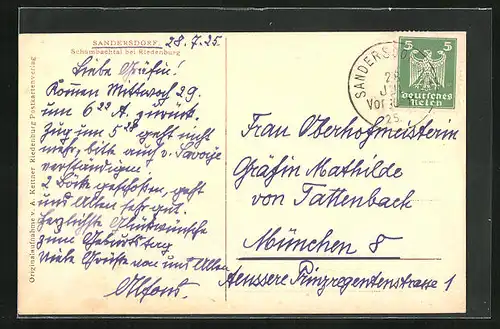 AK Sandersdorf, Autograph von Prinz Alfons von Bayern