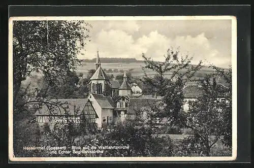 AK Hessenthal / Spessart, Blick auf die Wallfahrtskirche und Echter Begräbniskirche