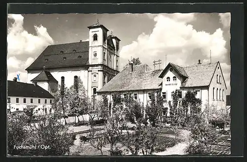 AK Fuchsmühl / Opf., Wallfahrtskirche mit Kloster