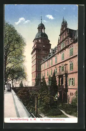 AK Aschaffenburg / Main, Haupteingang vom Kgl. Schloss