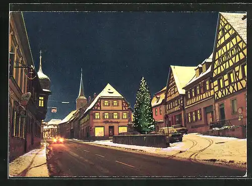 AK Schesslitz / Oberfranken, Strassenpartie in einer Winternacht