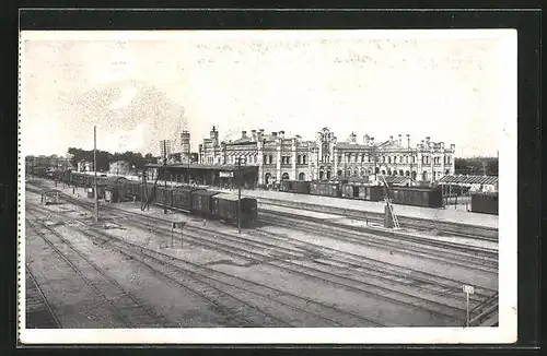 AK Brest-Litowsk, Bahnhof mit Eisenbahn