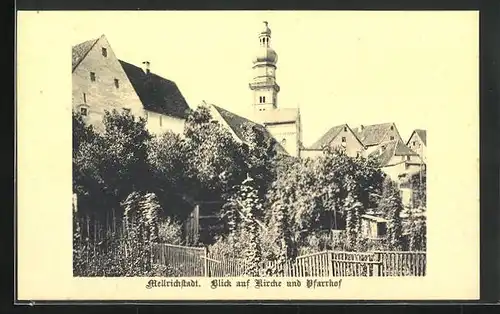 AK Mellrichstadt, Blick auf Kirche u. Pfarrhof