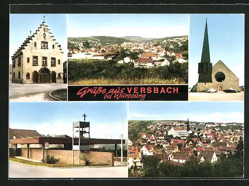AK Versbach, Kirche, Altes Haus, Totalansicht