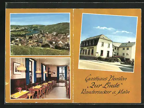 Klapp-AK Randersacker a. M., Gasthaus Pension Zur Linde, Totalansicht