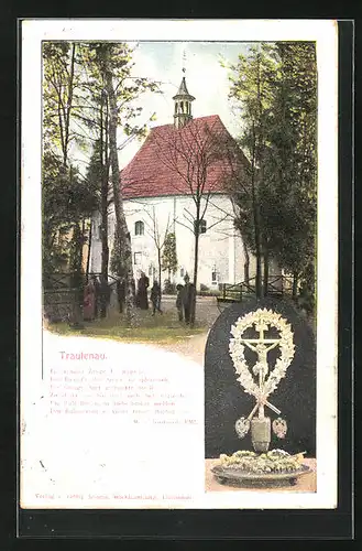 AK Trautenau, Kapelle im Wald, Kreuz