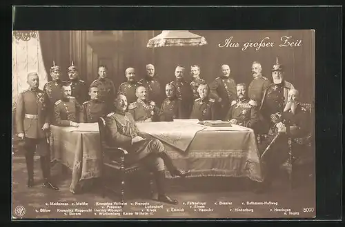 AK Kaiser Wilhelm II. und seine Heerführer am Kartentisch