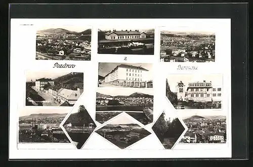 AK Beraun / Beroun, Bahnhof, Totalansicht, Strassenpartie