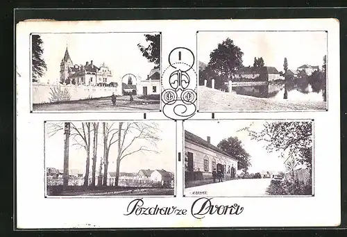 AK Dvory, Hostinec /Gasthaus, Ansicht vom Schloss