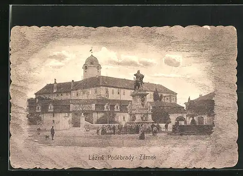 AK Bad Podiebrad / Podebrady, Zámek, Schloss und Denkmal