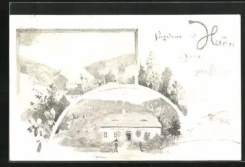 Künstler-AK Svaty Jan Pod Skalou, Hostinec u Hada