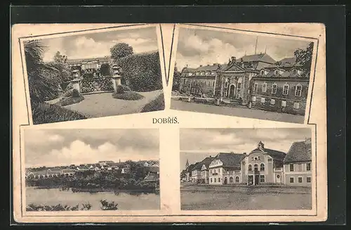 AK Dobris, Teilansicht, Gebäudeansicht, Ortspartie