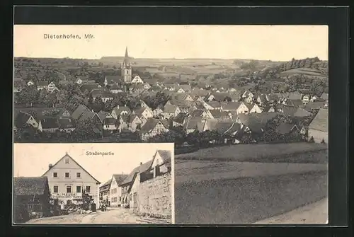 AK Dietenhofen /Mfr., Kolonialwarengeschäft von A. Meusel, Teilansicht