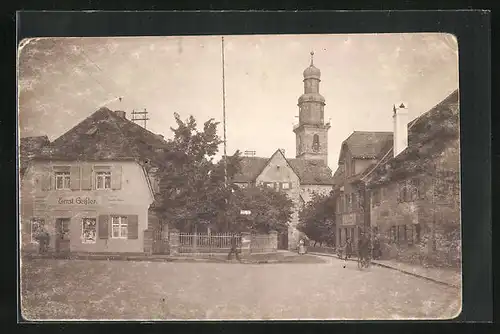 Foto-AK Lauf an der Pegnitz, Strassenpartie mit Geschäft von Ernst Geissler