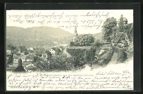 AK Baden-Baden, Teilansicht von der Schloss-Terrasse gesehen