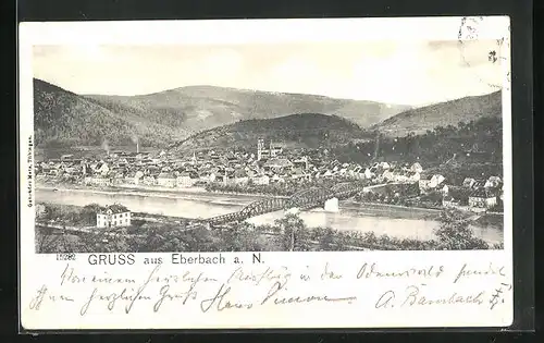 AK Eberbach a. N., Teilansicht mit Brücke