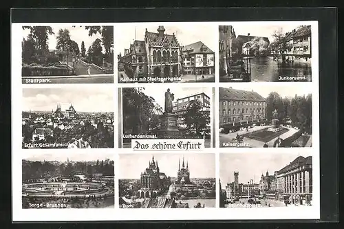 AK Erfurt, Lutherdenkmal, Bahnhofsplatz, Junkersand