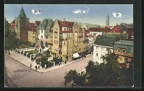 AK Jena, Johannisstrasse mit Gasthaus Adler Drogerie