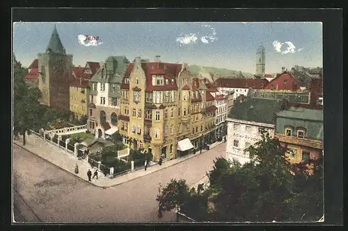 AK Jena, Johannisstrasse mit Gasthaus Adler Drogerie