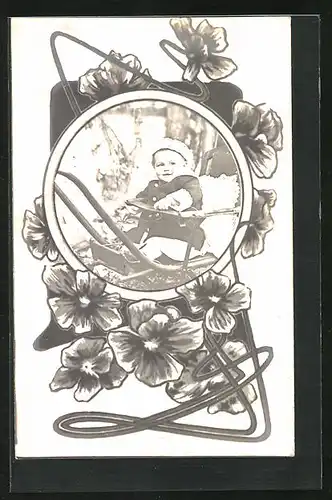 Foto-AK Süsses Baby im Kinderwagen