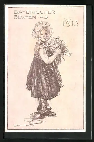 Künstler-AK Bayerischer Blumentag 1913, Ganzsache